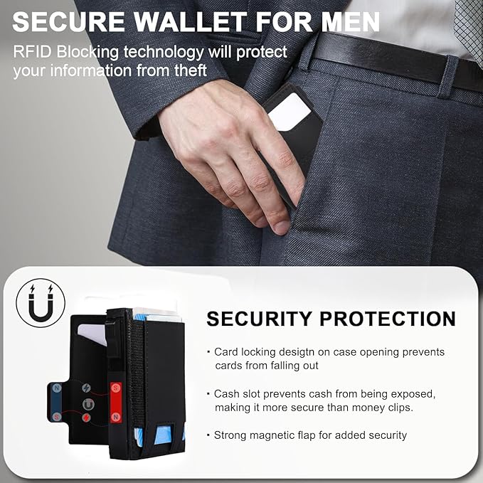 Minimalist Wallets For Men - Slim RFID Wallet I Scratch Resistant-business card holder -Credit Card Holder & Money Clip, Easily Removable Money & Cards - Mens Wallets