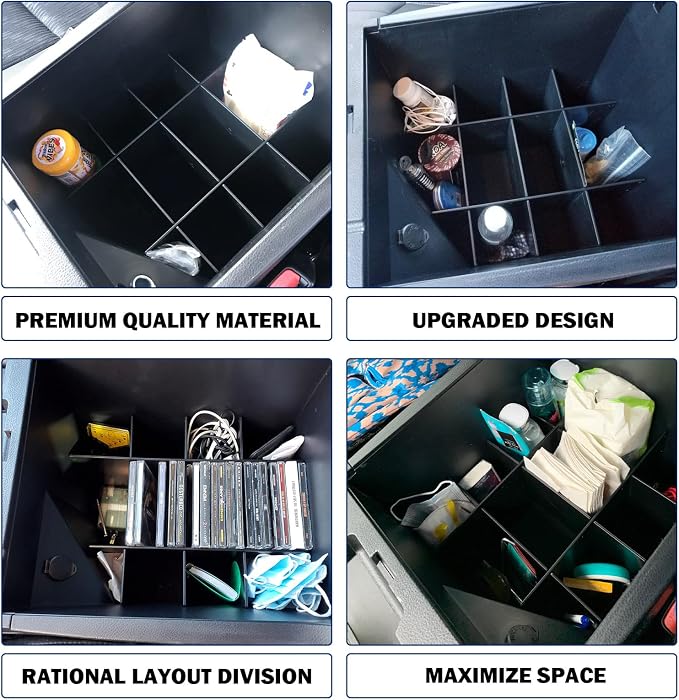 RUNROAD Center Console Organizer Tray & Dividers Compatible with Toyota Tundra 2014-2021 Accessories, Secondary Storage Box Insert Armrest Console Tray