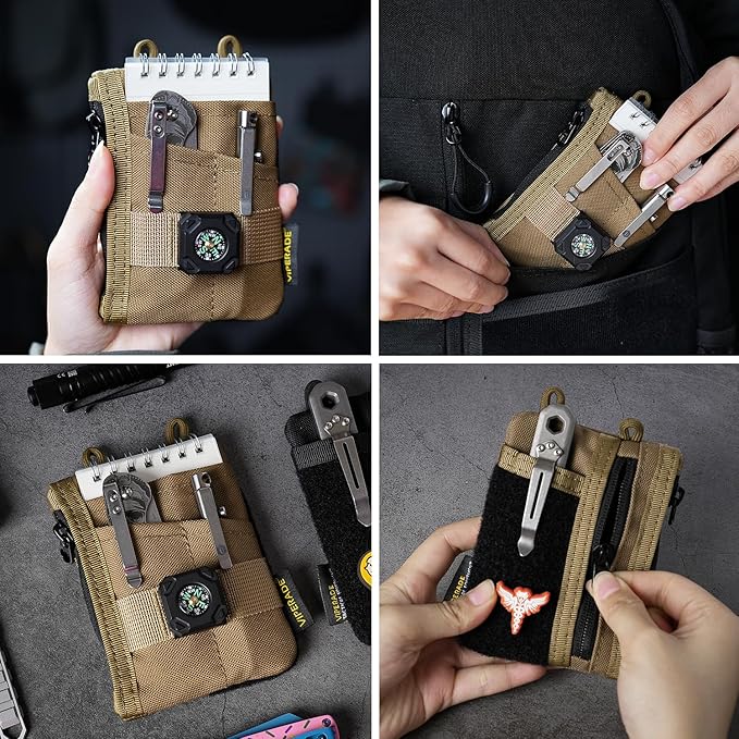 VIPERADE VE18-S Small EDC Pouch, Mini EDC Pocket Organizer for Men, EDC Pocket Organizer, 3 Slots with 2 Zipper Pockets Multitool Pouch
