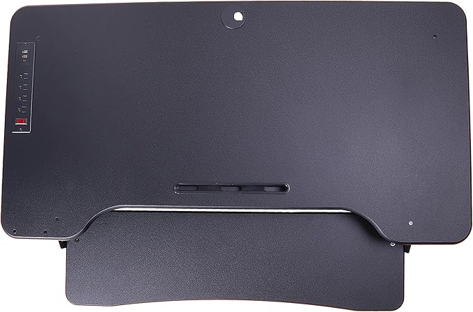 Rocelco 46" Electric Standing Desk Converter with AC Outlet USB Charger and Dual Monitor Arm Mount - Motorized Adjustable Sit Stand Riser - Tabletop Workstation Keyboard Tray - Black (R EDRB-46-MA2)