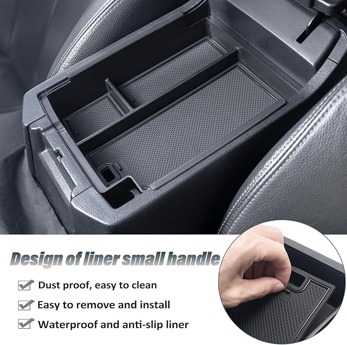 JKCOVER Center Console Full Organizer Tray Compatible with Toyota 4Runner 2010-2020 2021 2022 2023 2024 Accessories,Insert Armrest Box Secondary Storage ABS Black Materials