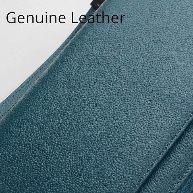 Travel Document Organizer RFID Blocking Leather Multiple Passport Wallet Family Holder Id Wrist Strap(Lake Blue)
