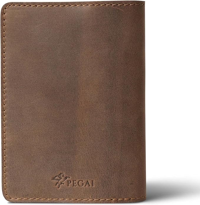 PEGAI Personalized Leather Passport Holder Cover Wallet Travel Essentials | 100% Soft Touch Rustic Travel Wallet Case, International Travel Must Haves | DeKalb (Sand Brown)