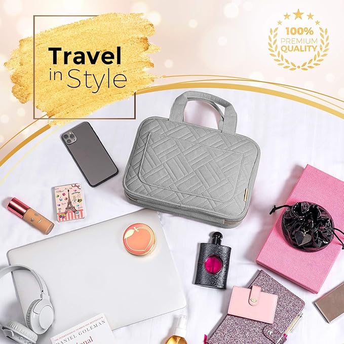 BOACAY Hanging Travel Toiletry Bag for Women, Makeup Bag, Bathroom & Shower Organizer Kit for Accessories, Cosmetics, Travel Essentials