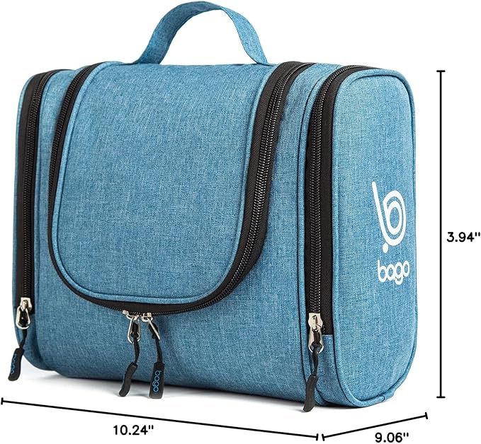 Bago Travel Toiletry Bag for Women and Men - Large Waterproof Hanging Large Toiletry Bag for Bathroom and Travel Bag for Toiletries Organizer -Travel Makeup Bag (SnowBlue)