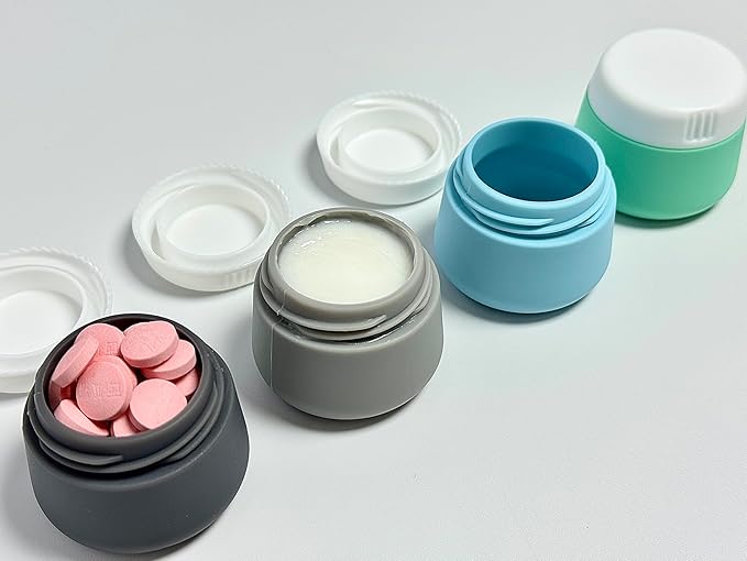 20-Piece Silicone Travel Bottles Set – TSA Approved Leakproof Toiletry Kit with Flat Easy-Squeeze Bottles, Tactile Icons, Cream Jars, Pump & Spray, Cleaning Brush