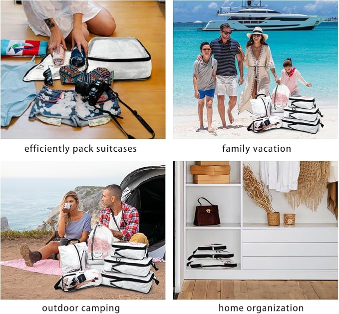 6 Pcs Compression Packing Cubes for Travel, Waterproof Luggage Organizer Washable Storage Bags Set - Packaging Cubes for Backpack Travel and Carry-Ons