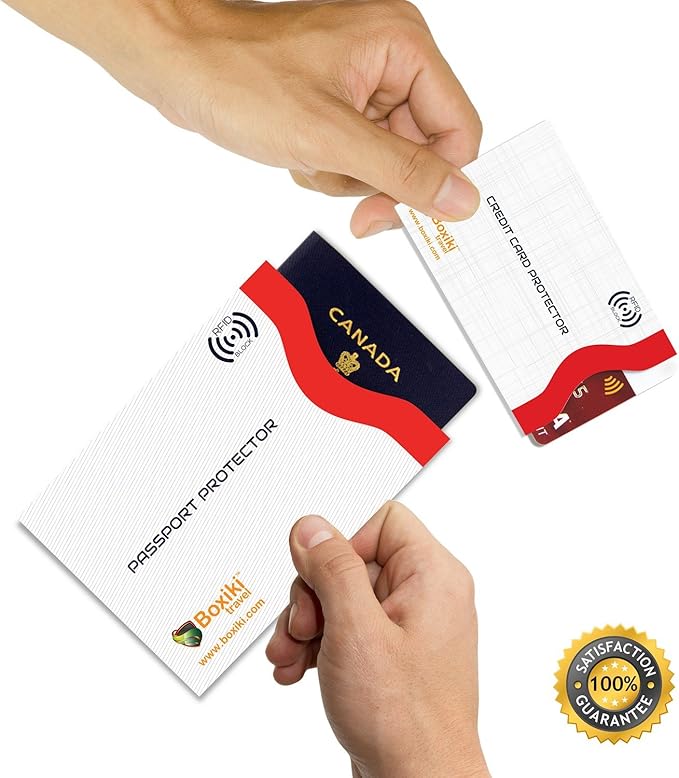 Boxiki Travel Set of 15 RFID, Set with Color Coding | Identity Theft Prevention RFID Blocking Envelopes and Passport Covers (White Collection)