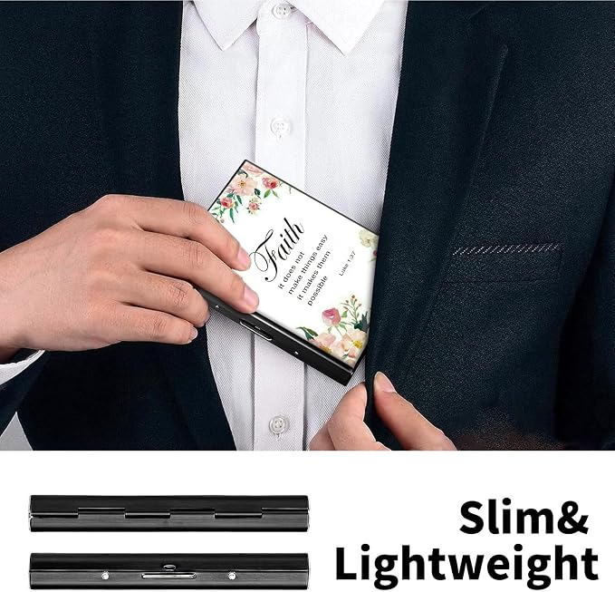 Metal Wallet for Women Men Girls, RFID Blocking Slim Aluminum Credit Card Holder, Mini Travel Wallet with Hard Shell, Lightweight ID & Business Card Case,1-37 Bible Verse Christian