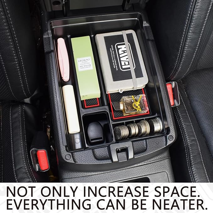 HGWEI Center Console Organizer Tray Compatible with Nissan Rogue 2014-2020 / Rogue Sport 2017-2022 / Murano 2015-2024 Interior Accessories Insert Armrest Storage Glove Box, Red