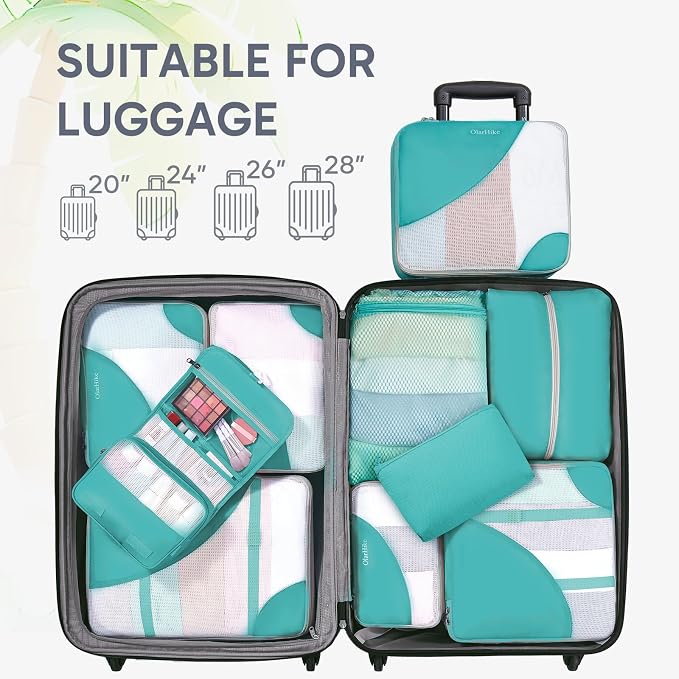 OlarHike 10 Set Packing Cubes for Travel, Gifts for Women Mom,Anti-Tearing Suitcase Organizer with Over-1000 pack Mesh Holes, Vacation Essentials & Accessories for Cruise Ship