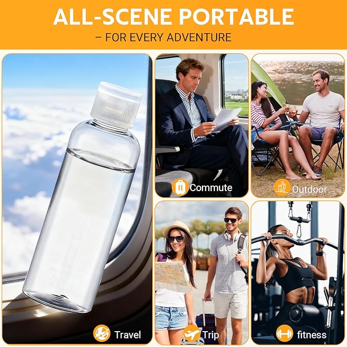 5 Pack 3.4 oz Travel Bottles for Toiletries, TSA Approved Leak Proof Refillable Travel Size Containers, Clear Plastic Shampoo Bottles for Lotion Conditioner