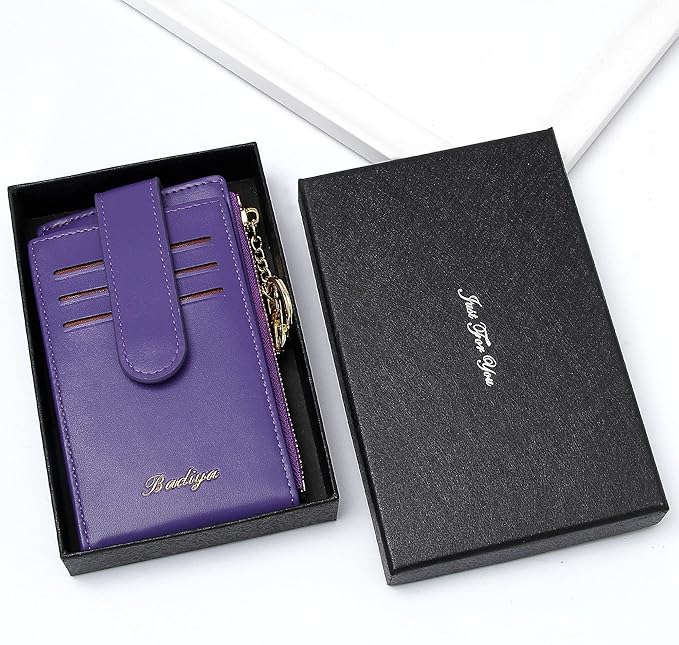 Badiya Slim Women Wallet RFID Blocking Bifold Compact 9 Card Slots Holder Wallets Soft Leather with Zipper Coin Pocket 2 ID Window