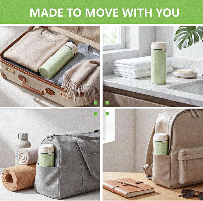 4 in 1 Travel Dispenser Bottles Shampoo Refillable Leak Proof TSA Compliant Size Containers Toiletries Toiletry with Pump Design Portable Organizer Conditioner Lotion Cream Vacation (Green)