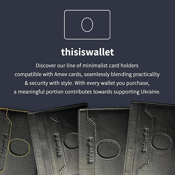 6 Card Minimalist Wallet for Men & Women - Genuine Leather Ultra Thin Black Credit Card Holder - Compatible with Amex Cards