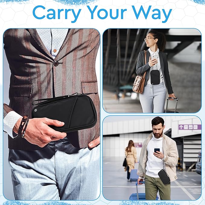 Family Travel Passport Holder – RFID‑Blocking Organizer for 5 Passports – AirTag Compatible – Multi‑Passport Wallet for Families – Porta Pasaporte Familiar – Travel Document Organizer