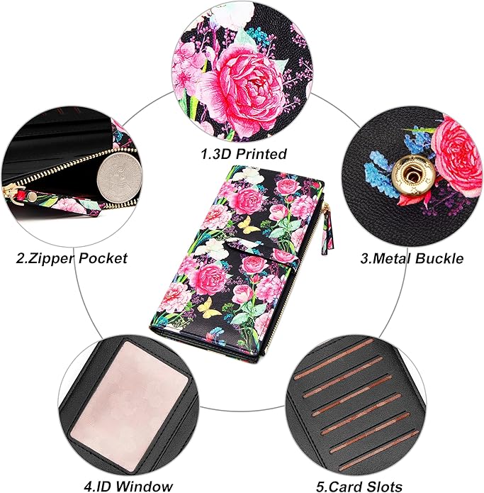 KUKOO Small Crossbody Bag Cell Phone Purse Wallet with Credit Card Slots for Women
