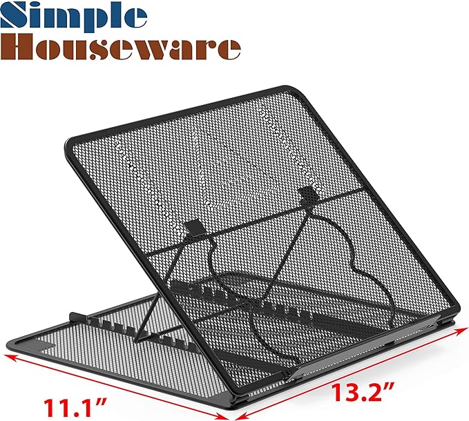 Simple Houseware Mesh Laptop Stand with 11-Levels Adjustable Ventilated Computer Holder, Black