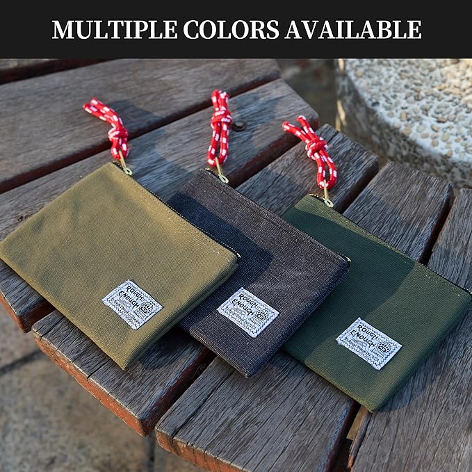 Rough Enough Passport Wallet for Men Women Compact Travel Pouch for Documents ID Essentials with Key Ring Heavy Duty Canvas
