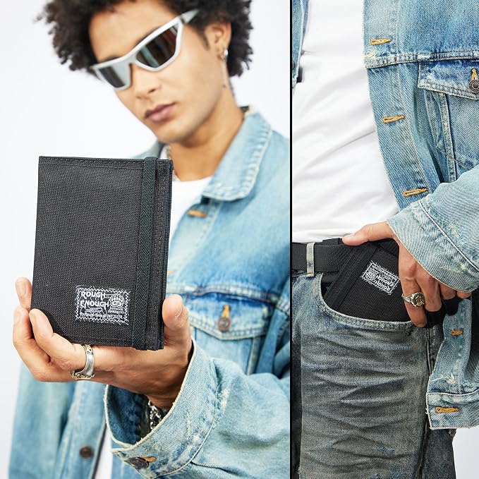 Rough Enough Passport Wallet, Holds 4 Passports, Cordura Black | For international travel, family.Slim design fits passport, Heavy-duty nylon fabric with ItYKK zipper, Compact lightweight