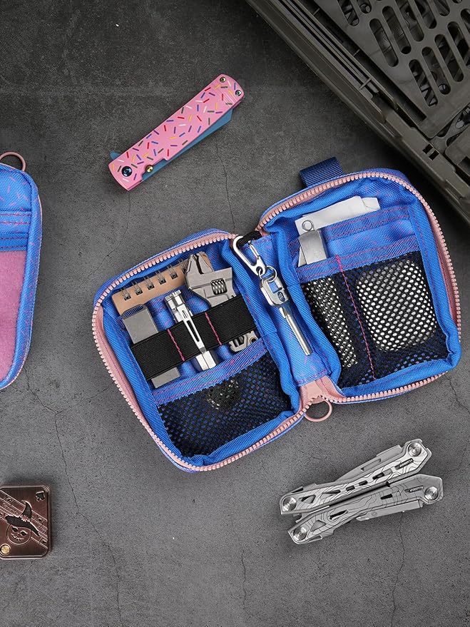 VIPERADE VE26 EDC Pouch Organizer with 11 Compartments, Small Tool Pouch with DIY Patches Area, EDC Pocket Organizer for Mutitools