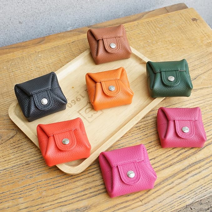 Cockatoo Genuine Leather Coin Pouch Change Holder, Mini Snap Pocket Wallet for Men Women (Fuchsia, Small)