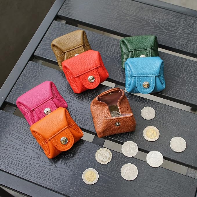 Cockatoo Genuine Leather Coin Pouch Change Holder, Mini Snap Pocket Wallet for Men Women (Shifting Sand,Large)