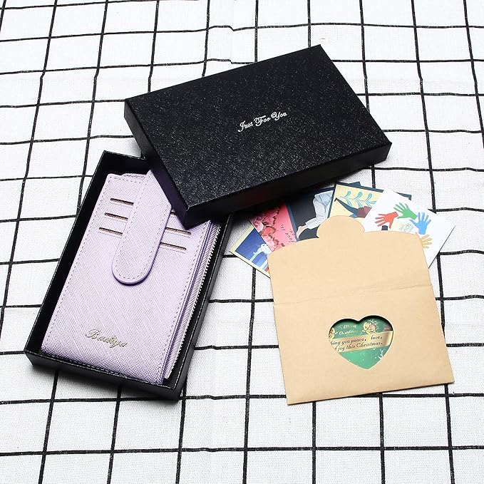Badiya Slim Women Wallet RFID Blocking Bifold Compact 9 Card Slots Holder Wallets Soft Leather with Zipper Coin Pocket 2 ID Window