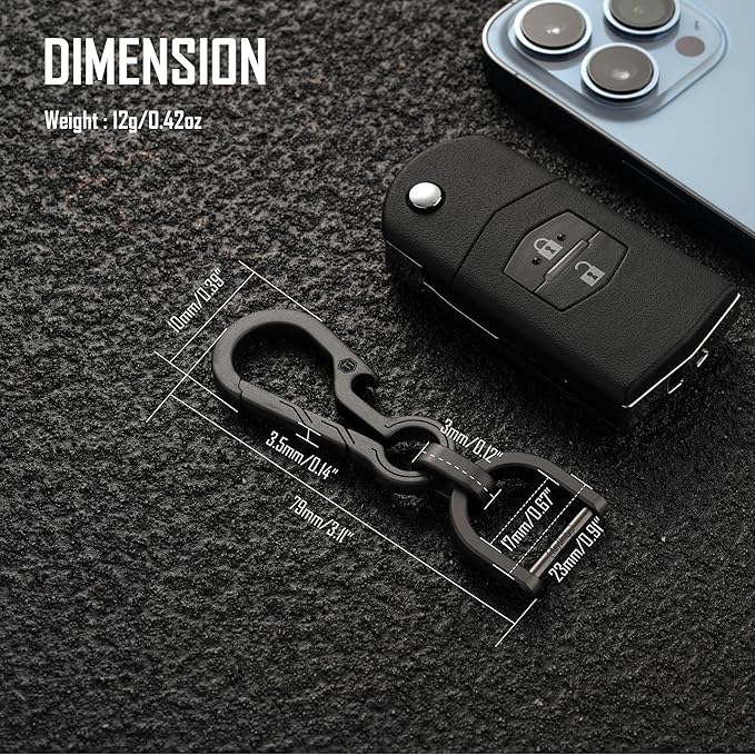 KeyUnity KM01 Titanium EDC Keychain Clip with Bottle Opener, Quick Release Carabiner Key Ring Holder for Men