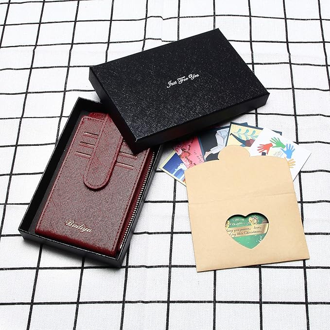 Badiya Slim Women Wallet RFID Blocking Bifold Compact 9 Card Slots Holder Wallets Soft Leather with Zipper Coin Pocket 2 ID Window