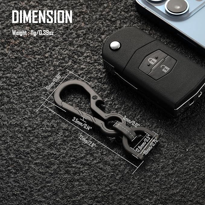KeyUnity KM01 Titanium EDC Keychain Clip with Bottle Opener, Quick Release Carabiner Key Ring Holder for Men