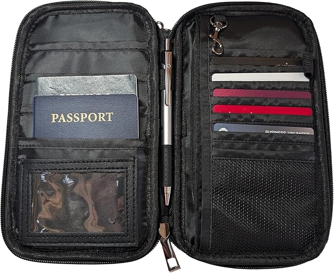Fireproof Travel RFID Blocking Passport Holder Wallet - Ready Now Bags - Multi-functional Organizer for Men and Women, Large Family Capacity for Passports, Cards, and Documents, 8.9in x 4.8 in x 0.7in