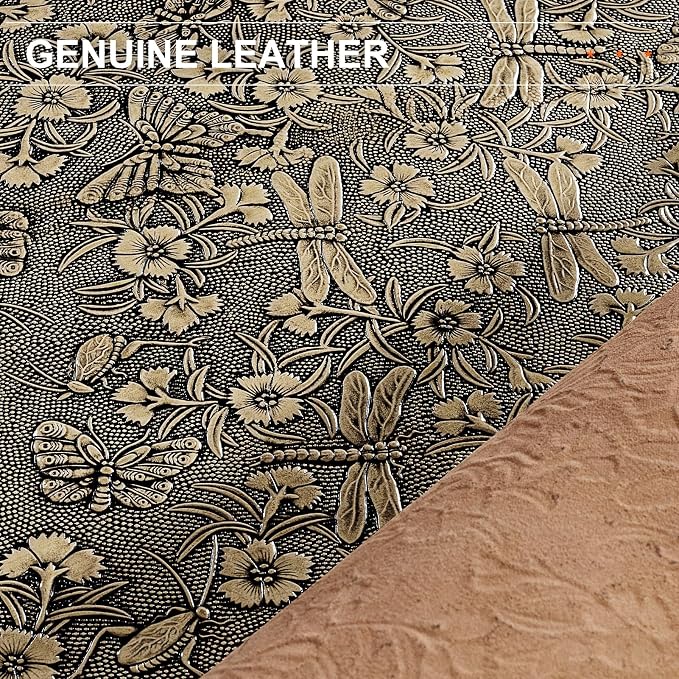Gexmil Genuine Leather Coin Purse with Zipper, Full Grain Leather, Mini Coin Pouch for Women Men, Change Wallet,Butterfly Grey