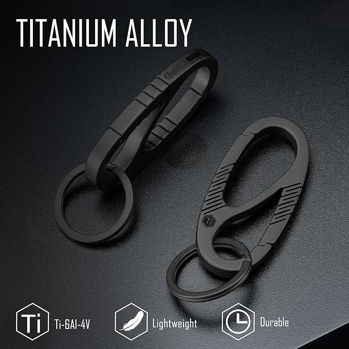 KeyUnity Titanium Carabiner Keychain Clip, Dual-Gate Quick Release EDC Key Ring Holder Organizer for Men and Women