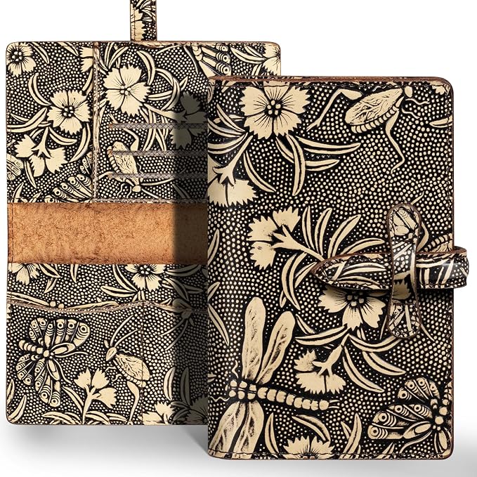 Genuine Leather Passport Holder Travel Bifold Wallet For Men And Women Slim RFID Blocking Butterfly pattern