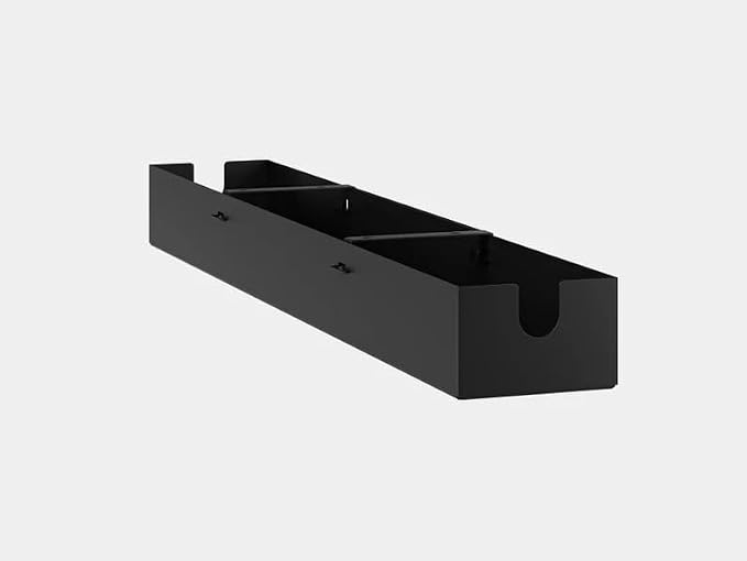 Under Desk Cable Management Tray, No Drill Metal Wire Organizer for Office Desk, Black Cable Tray for Cord Management, Home and Office Wire Hider