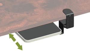 FUZADEL Ergonomic Mouse Tray Desk Attachment Mouse Platform Slide Out Extension Clamp On Wrist Rest Pad Under Desk Shelf (Black)