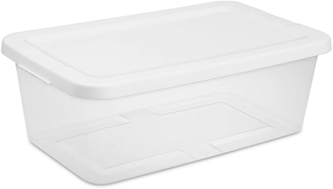 10‑Pack 6‑Quart Clear Plastic Storage Boxes with Snap‑On Lid – Durable Stackable Storage Bins for Home, Garage, Closet Organization, White Lid & Clear Body