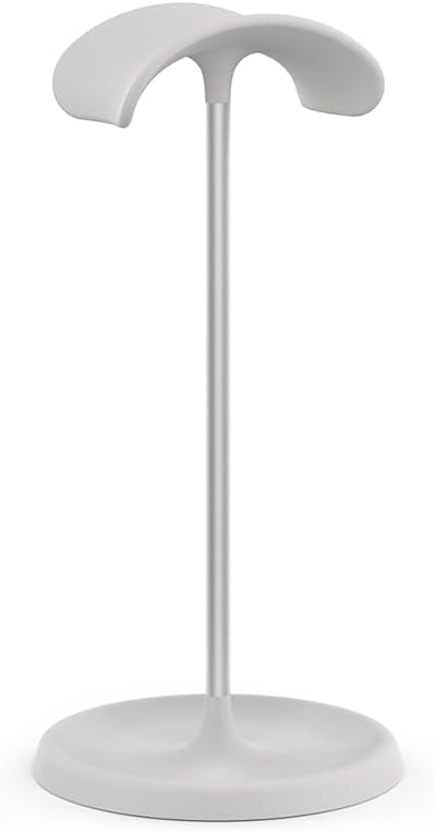 Headphone Stand, Desktop Headset Holder with Headphone Cable Storage Clip, Heavy Duty Gaming Earphone Stand with Base Curved Storage for AirPods Max, Beats, Bose,Sony and More（White）