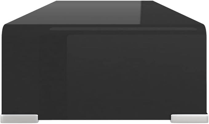 vidaXL Modern TV Stand/Monitor Riser, Tempered Glass Construction, Streamlined Black, Ideal for Television, Laptop, DVD Player - Easy to Clean, 23.6"x9.8"x4.3", Strength and Safety Borg