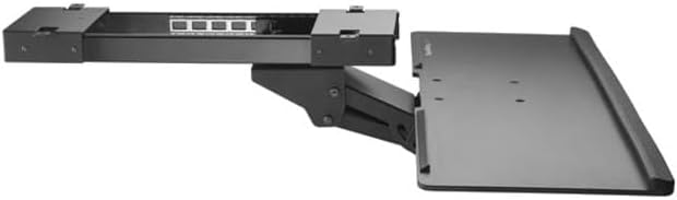 StarTech.com Under Desk-Mount Keyboard Tray - 26.4” Wide - Adjustable - Ergonomic Slide-Out Keyboard Shelf with Tilt and Swivel (KBTRAYADJ), Black