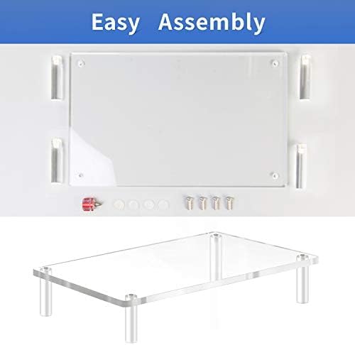 YestBuy Acrylic Monitor Stand Riser, Clear Computer Stand for Laptop, iMac, Pc, Printer, Desktop Ergonomic, Desk Riser Work from Home Accessories Office Supplies Platform Save Space