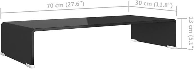 vidaXL Black Glass TV Stand and Monitor Riser - Modern Multimedia Organizer, Streamlined Design for Living Room