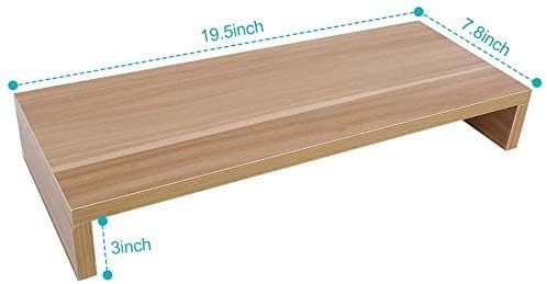 Monitor Riser 1 Layer Multi-Function Wooden Monitor Stand Tv Computer High Bracket Desktop Base Heightening Rack (Wooden Color)