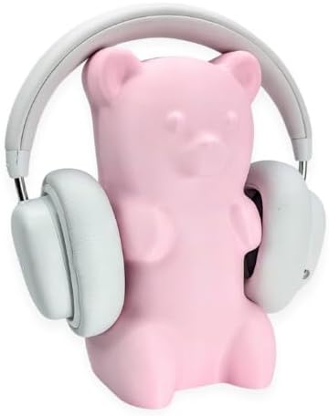 Gummy Bear Headphone Stand Hanger - Cute Headset Holder - Kawaii Desk Accessories - Compatible with Most Headphones (Pastel Pink)
