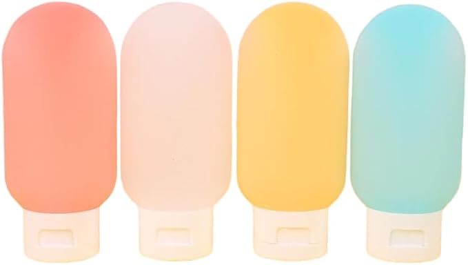 4 Pack Leak-Proof & TSA-Approved Travel Bottle Set - Portable Toiletry Kit for Liquids, Shampoo, Conditioner, and Lotion | Vibrant Multi-Color Set
