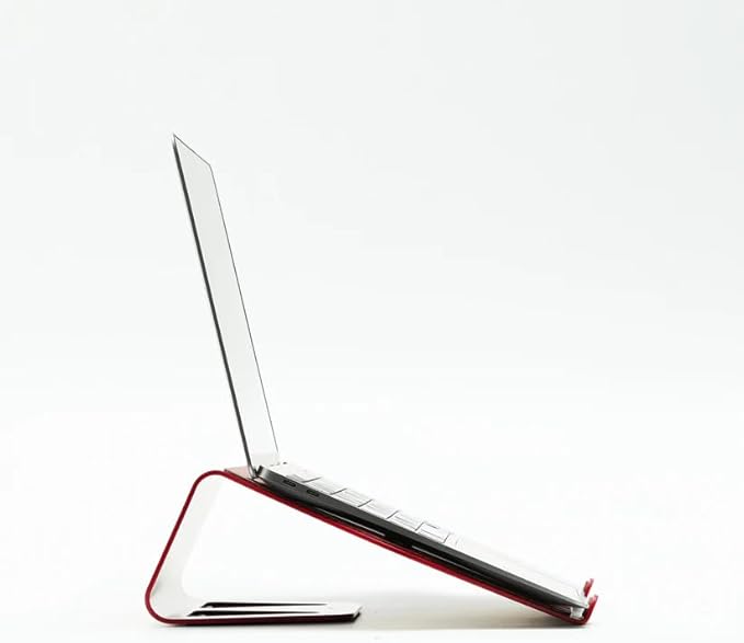NUMIN Facet Laptop Stand Red | Laptop Tabletop Stand | Sturdy Rust Free Metal and Wood Design | Anti Slip leatherite Surface | Compatible for MacBook, HP, Dell, Lenovo