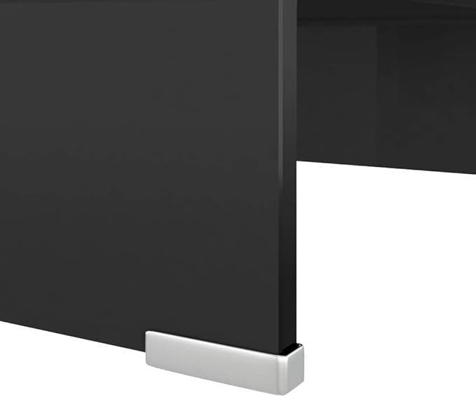 vidaXL Glass TV Stand - Black - Modern Multimedia Unit & Monitor Riser - Desktop, Laptop, Television, Receiver, Consoles - Tempered Glass for Safety & Durability - 15.7"x9.8"x4.3"