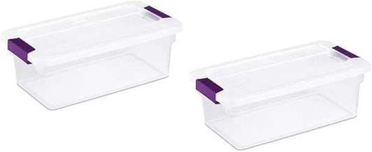 Sterilite 6 Quart ClearView LatchTM with Sweet Plum Handles, Pack Of 2 Containers