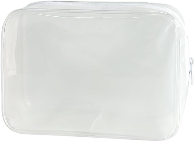 Neon TSA Approved Clear Toiletry Pouch, 7"x2.3"x4.7" Size, PVC Travel Makeup Bags for Toiletries, Transparent Cosmetic Bag for Women and Men Small (white)